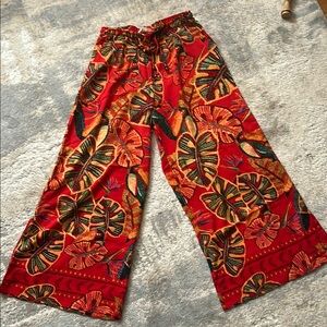 Vibrant Red Tropical pants Size Small